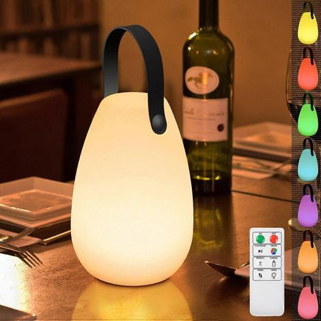 Lampe de table d'extérieur à intensité variable, 8 couleurs, sans fil, avec télécommande portable, pour jardin, salon, terrasse et intérieur. (1/5)