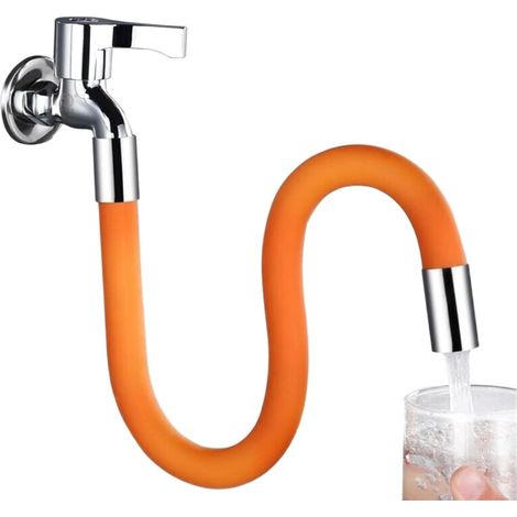 Rallonge de robinet de cuisine avec buse en mousse - Rotation à 360°, silicone et cuivre de qualité alimentaire, connecteur universel G1/2 pour évier (20 cm) (1/5)