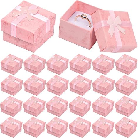 24 Pcs, 4x4x3cm  Petite Boite A Bijoux, Bote De Bague, Boite Cadeau Bijoux En Carton, Carr Prsentes Ecrins, Botes  Bijoux Cas Pour Pendentif, Bouc (1/5)