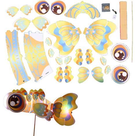 Lanterne LED Portative Style Chinois pour Nouvel An, Motifs Poisson Carpe Dragon et Lion Danse, Lumineuse Jaune (1/2)