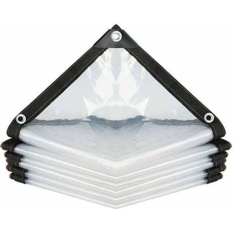 [NEVER USED] Transparent Waterproof Tarpaulin with Eyelets, PE Multi-Purpose Rainproof, Tear-Resistant, Ultralight Tarpaulin (Color: Clear, Size: 200 x 200 cm) (1/4)