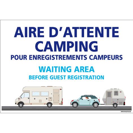 PANNEAU AIRE D'ATTENTE CAMPING (H0298) - Adhésif - 210 x 150 mm