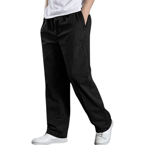 Pantalon cargo homme, coupe décontractée, poche rabat, travail, décontracté, jambe droite, ample, léger, pantalon de sport, grande taille (1/5)