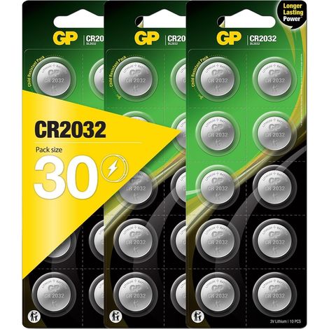 Piles CR2032 Lot de 30 - Batteries CR 2032 Lithium 3V - GP Extra