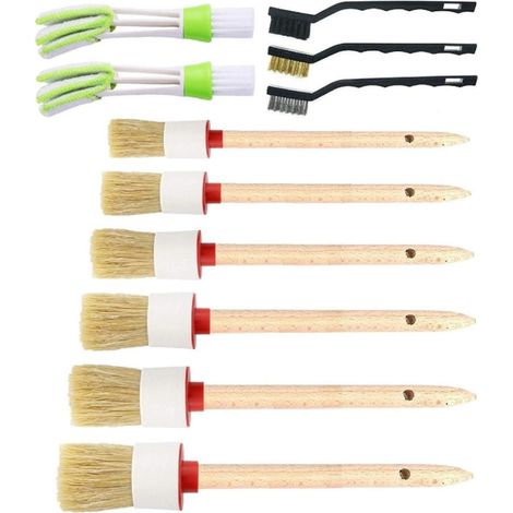 11 brosses de nettoyage automobile, outils de lavage et de détail, brosses en fibres douces pour pneus (1/5)