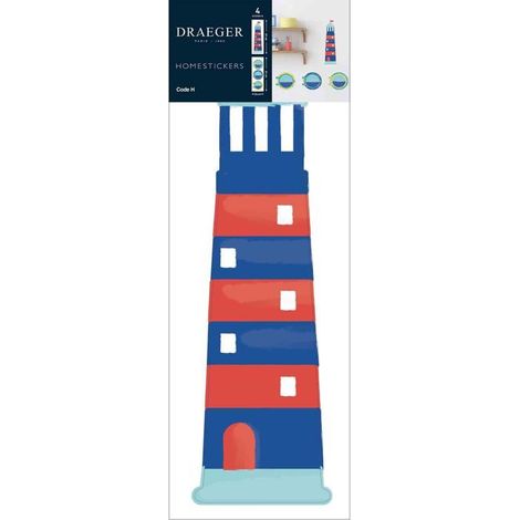 Sticker Mural - Draeger Paris - Phare Marin - Multicolore - 17,8 x 62,3 cm - 19,5 x 18,5 cm