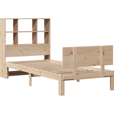Lit bibliothèque sans matelas 75x190 cm bois de pin massif vidaXL (1/5)