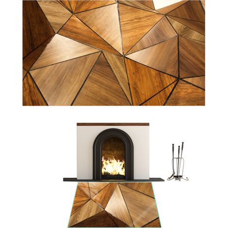 CHIMENEA DE CRISTAL TEMPLADO. DIMENSIONES DE LA BASE: 90 x 52 cm. MOSAICO GRÁFICO. (1/5)