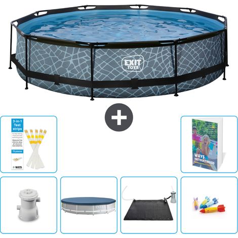 Exit Pool Rund - Steinoptik - 360x76 cm - 7-teilig S211