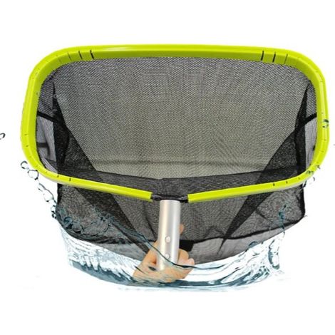 Retino per skimmer da piscina con sacco profondo a doppio strato, telaio in alluminio resistente con maglia fine, verde (senza asta)