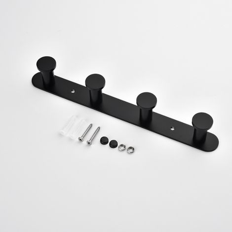 Porte-manteaux mural design avec crochets pour manteaux et serviettes, crochet mural en acier inoxydable pour salle de bain et cuisine (4 crochets, noir) (1/2)