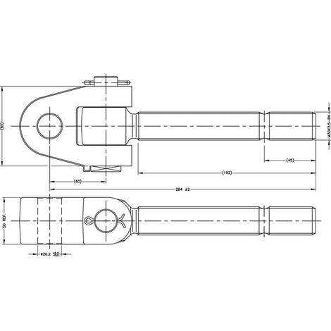 Extremo de la articulación del brazo superior, M30x3.5 derecha 20.0 mm TL3035200RKR