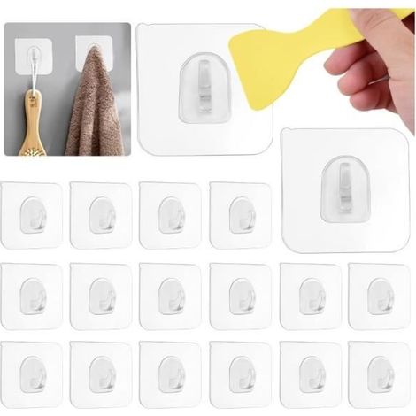 Crochet Adhésif Transparent - 25 Pcs - Charge 5KG - PVC - Multi-usages (1/4)