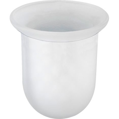 Porte Brosse WC WENKO, Accessoires toilettes, Récipient de rechange pour brosse WC, Diamètre maximal de 7,5 cm, Verre haut de gamme, 11 x 11,2 cm, Blanc
