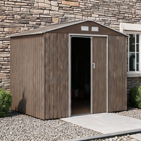 Abri de jardin coloris marron en acier 277 x 195 x 192 cm (1/5)