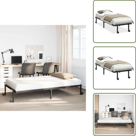 vidaXL Cadre de lit sans matelas pliable noir 80x200 cm acier (1/5)