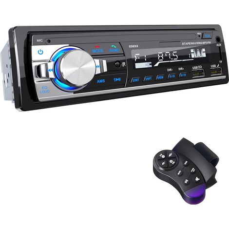 Autoradio Bluetooth 5.0, Poste Radio Voiture Bluetooth Mains Libres avec Télécommande, Autoradio 1 DIN Radio Stéréo MP3 Player Soutien iOS Android Supporte 2 USB/AUX in/TF/SD (1/5)
