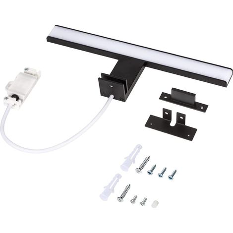 Lampe pour Miroir LED Salle de Bains 6W 820LM,30cm Applique Lampe Miroir Blanc Froid 6000K,3 en 1 230V Led Salle de Bain Lumiere IP44,Noir [Classe énergétique D]