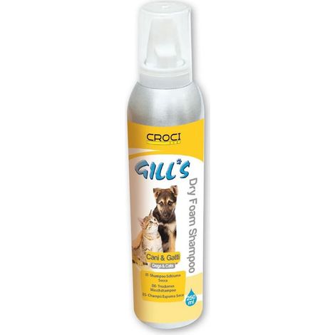 Set 6 pezzi Gill'S Shampoo Dry Foam 250 ml hampoo a secco per cane e gatto in schiuma