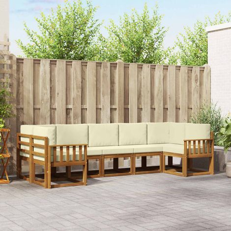 Outdoor-Sofagarnitur mit Kissen 7 pcs Natur und Creme