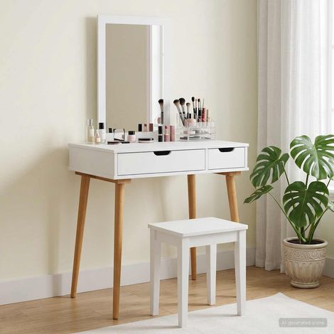 vidaXL Conjunto de Mesa de Tocador FAUSKE 2 uds. Blanco (1/5)