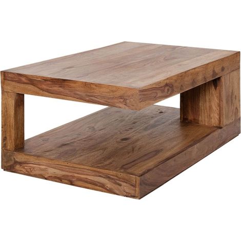 Couchtisch GRADI 90 cm aus massivem Sheeshamholz – Rechteckiger Couchtisch mit Stauraum