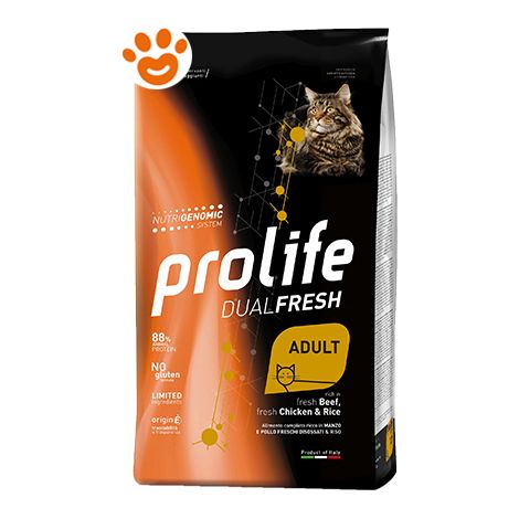 Prolife Cat Dualfresh Adult Manzo, Pollo e Riso - Sacco 1,5 Kg -