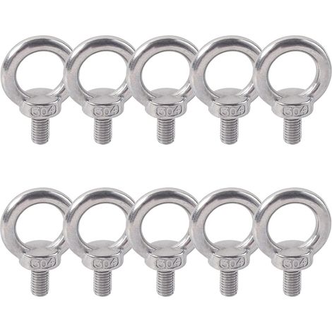 Anneau De Levage M6x11 - Lot De 10 - Acier Inoxydable 304 - Filetage Mâle - Pour Fixation Marine Et Industrielle (1/5)