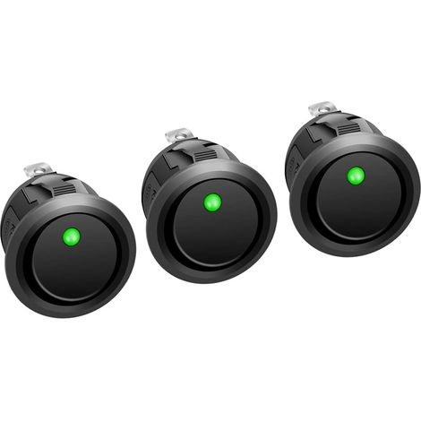 KCD2-102N Lot de 3 interrupteurs à bascule 2 positions marche/arrêt avec interrupteur LED DPST 3 broches 12 V 20 A pour voiture, bateau, appareils ménagers (1/5)