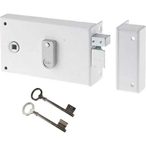 Serrure en applique horizontale a fouillot - YALE - YAH37D - Blanc - 2 clés fournies - Version Droite