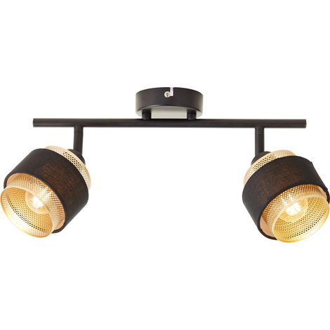 Brilliant Grove Spotrohr 2flg schwarz gold Metall/Textil 2x D45, E14, 28 W, Geeignet für Tropfenlampe (nicht enthalten) (1/5)