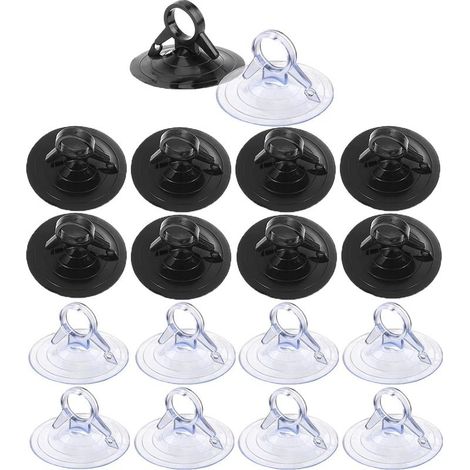 Ventouse 45mm,60 Pièces Ventouse Noire et Transparente,Ventouse de Voiture sans Crochet Forte Adhérence Ventouse Noire et Transparente Petite pour Pare Soleil de Voiture Salle de Bain Mur (1/5)