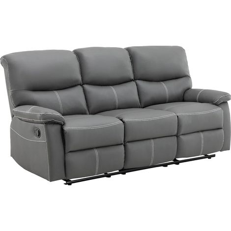 Divano 3 posti relax in Similpelle Grigio - CANBY