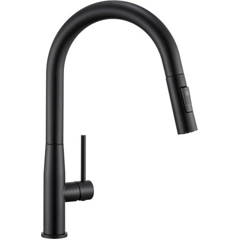 CECIPA MAX Küchenarmatur Ausziehbar mit 2 Strahlarten, Mischbatterien für die Küche, 360° Drehbare Küchenwasserhahn Edelstahl Einhebel Mischbatterie Klassisch, Schwarz