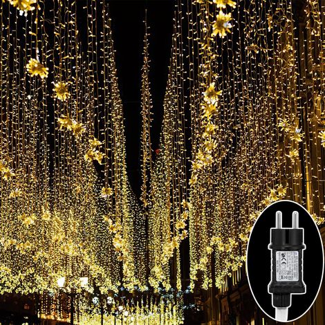 Jiubiaz Catena luminosa LED 30 m 300 LED bianco caldo, 8 modalità, memoria, cavo 5 m, IP44, cavo bianco, per Natale, giardino, balcone, terrazza, feste e casa (1/5)