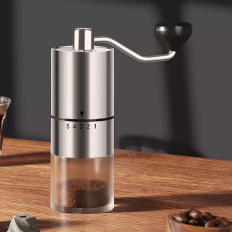 Tragbare manuelle Kaffeemühle – mit 5 einstellbaren Mahlgraden ist sie die ideale Wahl für Espresso-Liebhaber zu Hause, im Büro oder beim Camping.