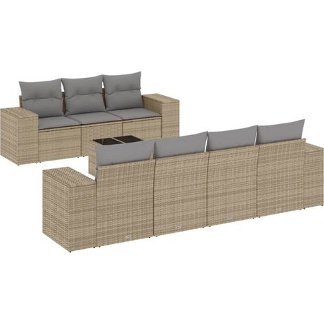 Maison Exclusive - Set Divano da Giardino 8 pz con Cuscini Beige in Polyrattan (1/5)