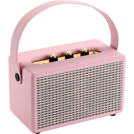 Enceintes Bluetooth vintage sans fil portables professionnelles USB-Rose- (1/5)