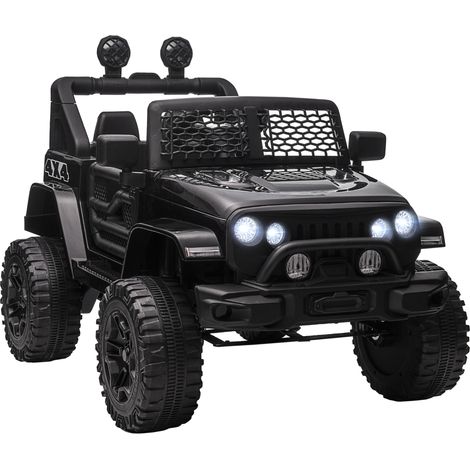 Voiture électrique enfant 12V avec télécommande, 4 roues suspension, phares, klaxon, MP3, vitesse 3-5 km/h, pour 3-6 ans - noir (1/5)