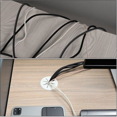 Passe-câble de table 50 mm, pack de 6 Blanc (1/5)