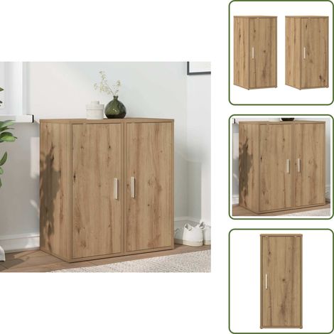 The Living Store Muebles zapateros 2 uds madera roble artisan 32x35x70 cm - Armario de madera