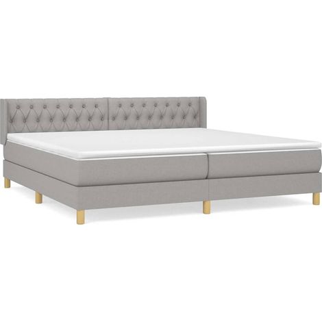 Maison Exclusive - Sommier à lattes de lit avec matelas Gris clair 200x200cm Tissu (1/5)