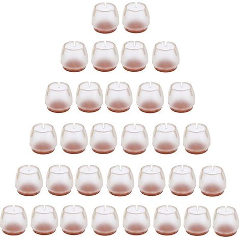 Packung mit 32 transparenten Silikonschonern für Stuhl-, Tisch- und Bodenbeine, kompatibel mit runden Beinen von 25 bis 29 mm. (1/5)