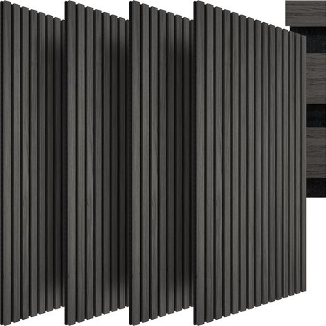 Lot de 4 panneaux acoustiques muraux et pour plafond, en Bois MDF, 120 x 60 x 2,1 cm par panneau mural decoratif pour isolation phonique Chambre, Bureau, Studio de musique Decoration murale (1/4)