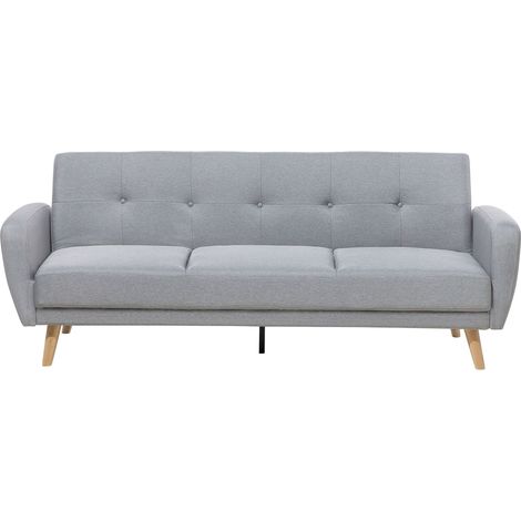 Schlafsofa 3-Sitzer FLORLI Stoff Hellgrau
