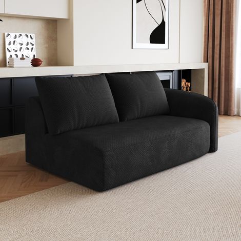 MODFU – Canapé d’angle droit 2 places – Tissu – Sans montage – Assise mousse haute élasticité – 1 colis – Noir (1/5)