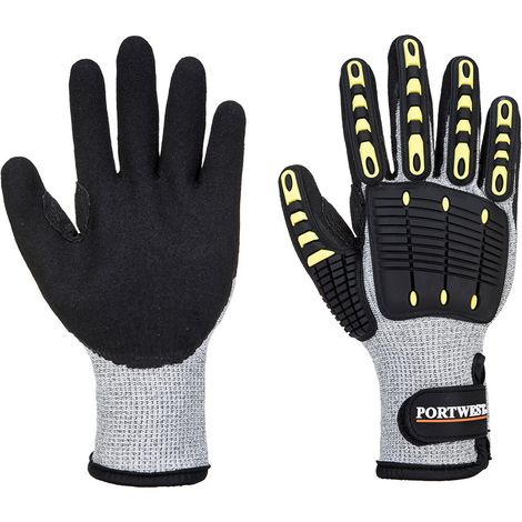 Wärmehandschuh mit Anti-Schlag- und Schnittschutz, Farbe: Grau/Schwarz, Größe L - Portwest