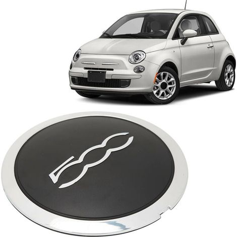 Wheel hub cap with chrome trim, black wheel hub caps 68078419AC, replacement for Fiat 500