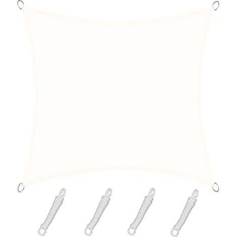 Vela de Sombra Cuadrada Rectangular 4x4m Color Crema, Toldo Impermeable 95% Protección UV, para Exterior, Jardín y Patio, Piscina (1/4)