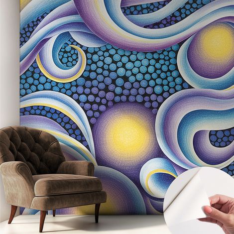 Papier peint adhésif décoratif avec colle pour salon chambre et bureau Installation rapide Tourbillons colorés 250x250 cm (1/5)